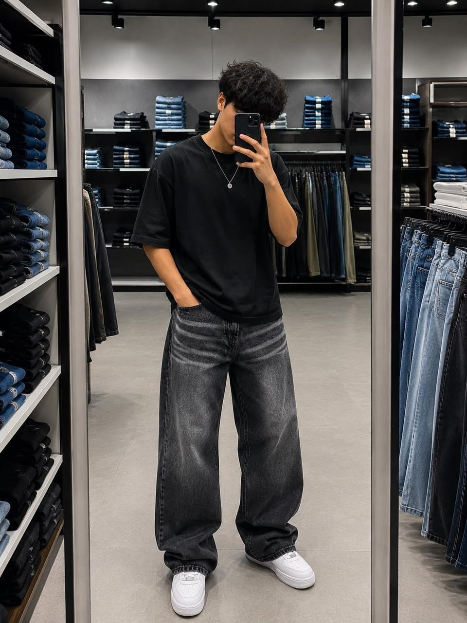 Extra Wide Leg Denims Acid Wash