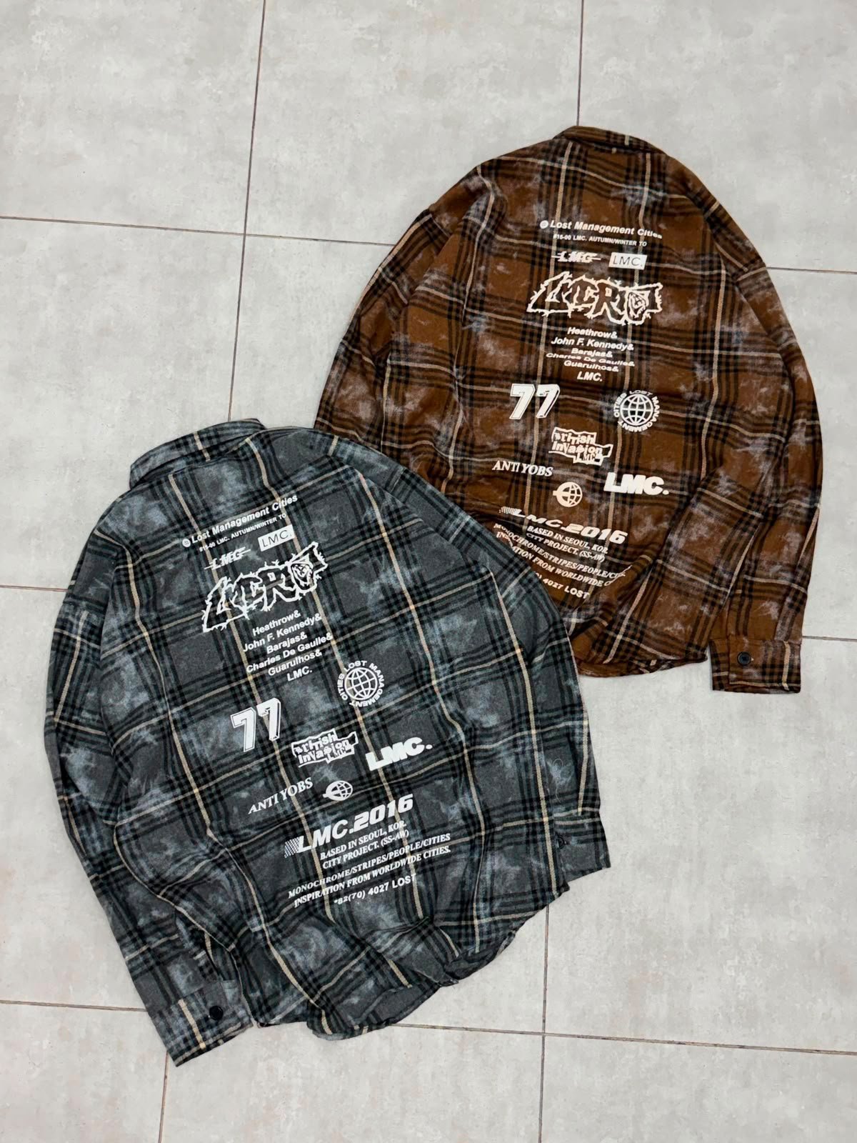 Acid Wash Printed Flannel Shirt